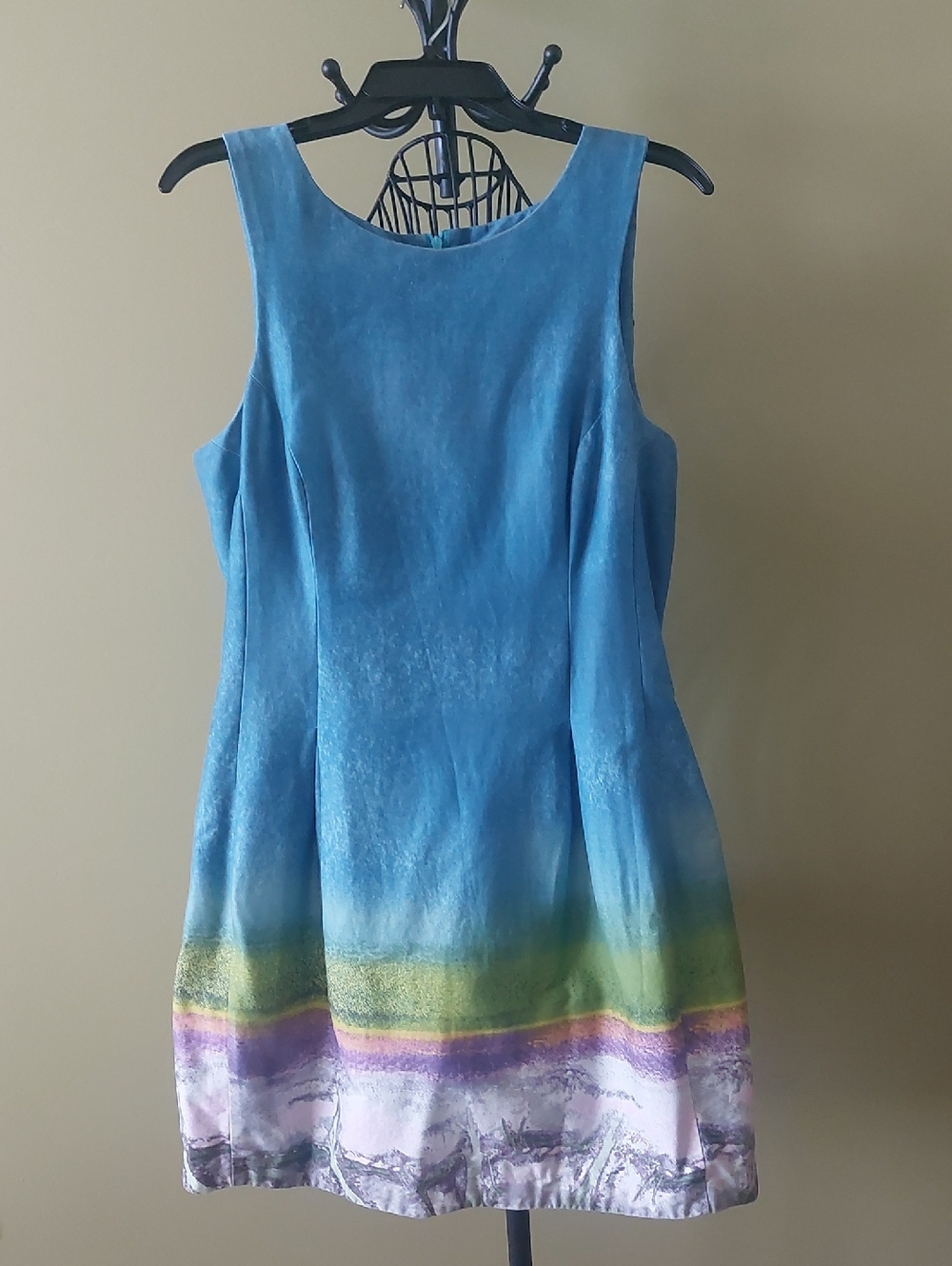 Blue Gradient Sleeveless A-Line Dress
